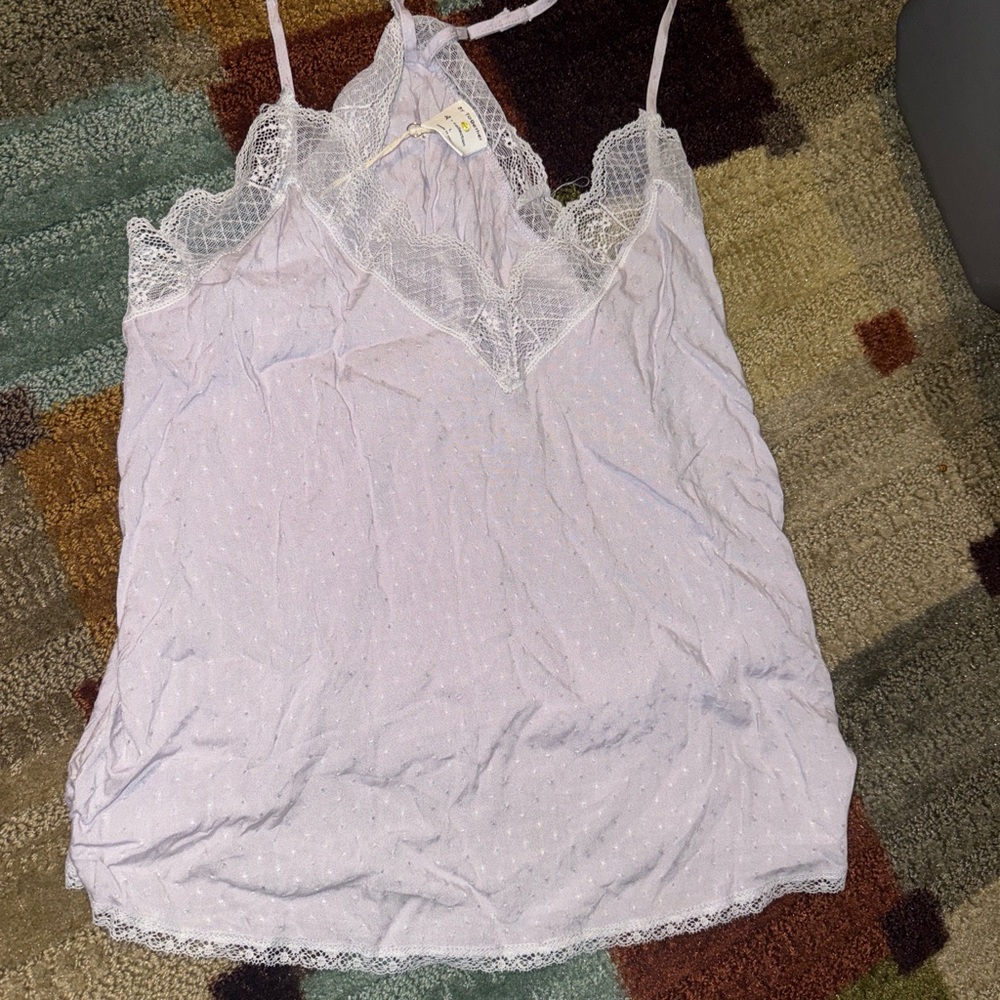 By Together Lavender Lace Trim Tank Top